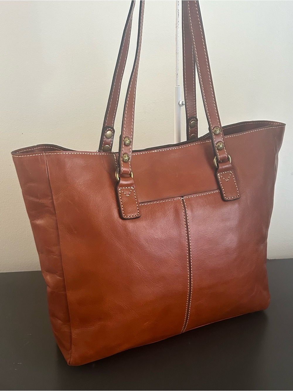 Patricia Nash Brown Italian Leather Large Tote Shoulder Bag Work Laptop - Picture 6 of 12